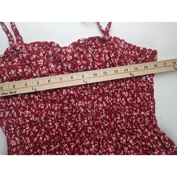 Wild Fable Women's Smocked Dress Sz Medium Red Floral Adjustable Strap NWT - Picture 9 of 10
